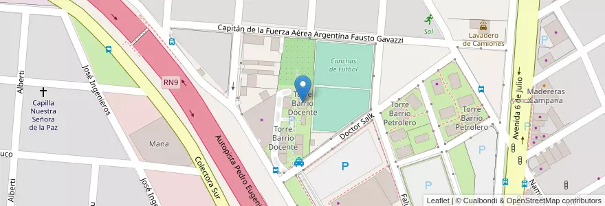 Mapa de ubicacion de Torre Barrio Docente en Argentina, Buenos Aires, Partido De Campana.