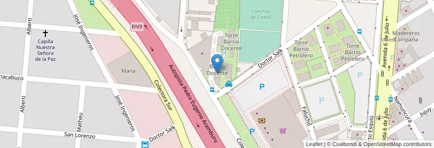 Mapa de ubicacion de Torre Barrio Docente en Arjantin, Buenos Aires, Partido De Campana.