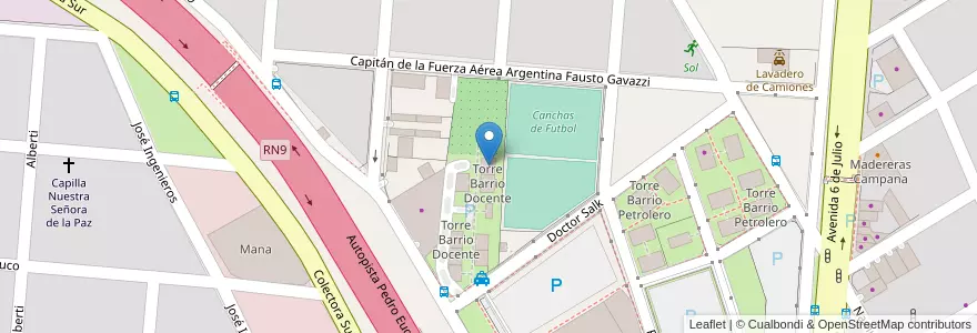 Mapa de ubicacion de Torre Barrio Docente en الأرجنتين, بوينس آيرس, Partido De Campana.