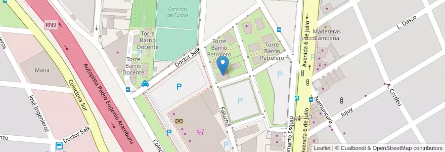 Mapa de ubicacion de Torre Barrio Petrolero en Arjantin, Buenos Aires, Partido De Campana.