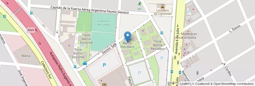 Mapa de ubicacion de Torre Barrio Petrolero en Argentine, Province De Buenos Aires, Partido De Campana.