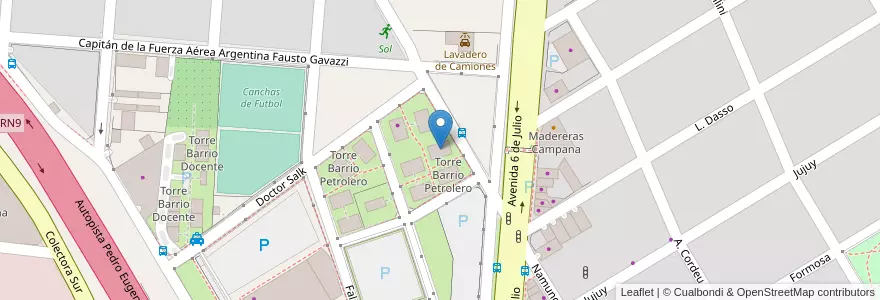Mapa de ubicacion de Torre Barrio Petrolero en 阿根廷, 布宜诺斯艾利斯省, Partido De Campana.