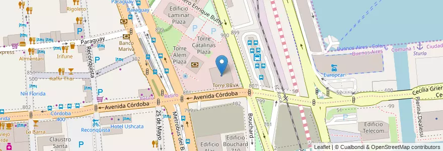 Mapa de ubicacion de Torre BBVA, Retiro en 아르헨티나, Ciudad Autónoma De Buenos Aires, Comuna 1, 부에노스아이레스.