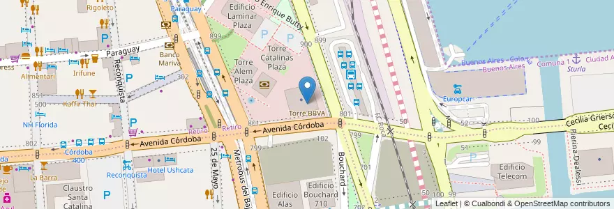 Mapa de ubicacion de Torre BBVA, Retiro en アルゼンチン, Ciudad Autónoma De Buenos Aires, Comuna 1, ブエノスアイレス.