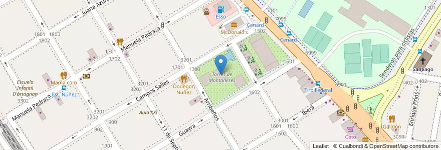 Mapa de ubicacion de Torre Central, Nuñez en 아르헨티나, Ciudad Autónoma De Buenos Aires, 부에노스아이레스, Comuna 13.