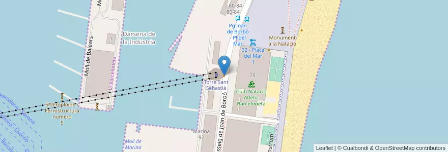 Mapa de ubicacion de Torre d'Alta Mar en Sepanyol, Catalunya, Barcelona, Barcelonès, Barcelona.