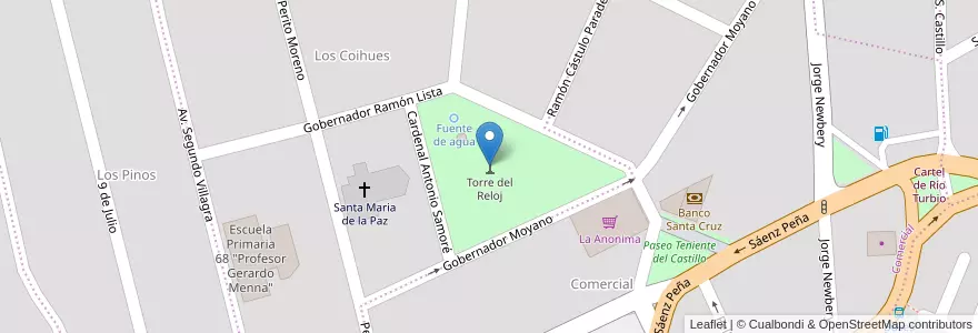 Mapa de ubicacion de Torre del Reloj en アルゼンチン, Provincia De Última Esperanza, マガジャネス・イ・デ・ラ・アンタルティカ・チレーナ州, サンタクルス州, チリ, Güer Aike, Río Turbio, Río Turbio.