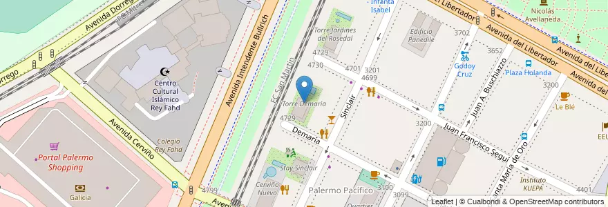 Mapa de ubicacion de Torre Demaría, Palermo en Arjantin, Ciudad Autónoma De Buenos Aires, Buenos Aires, Comuna 14.