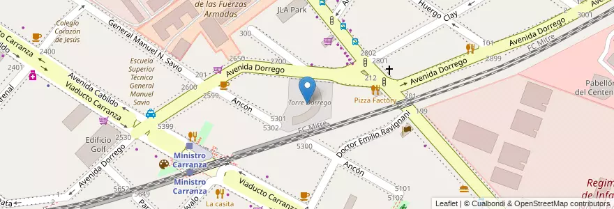 Mapa de ubicacion de Torre Dorrego, Palermo en Argentinien, Ciudad Autónoma De Buenos Aires, Buenos Aires, Comuna 14.