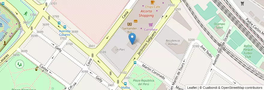 Mapa de ubicacion de Torre Figueroa Alcorta, Palermo en Argentinië, Ciudad Autónoma De Buenos Aires, Buenos Aires, Comuna 14.