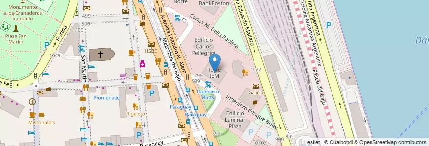 Mapa de ubicacion de Torre IBM, Retiro en 阿根廷, Ciudad Autónoma De Buenos Aires, Comuna 1, 布宜诺斯艾利斯.
