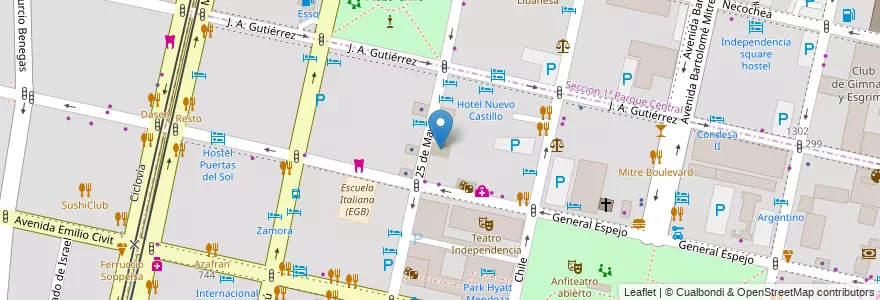 Mapa de ubicacion de Torre Laureana (construccion) en アルゼンチン, チリ, メンドーサ州, Departamento Capital, Ciudad De Mendoza.