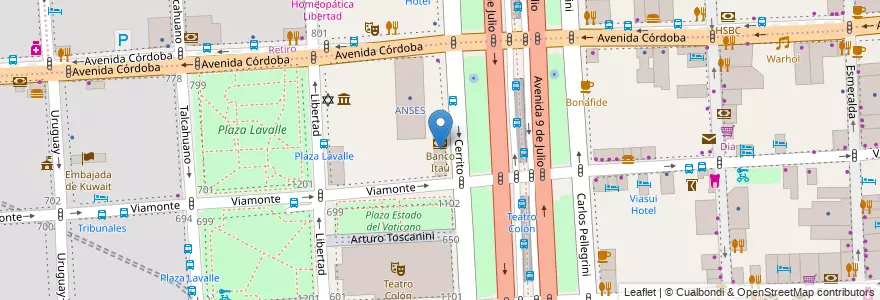 Mapa de ubicacion de Torre Mirafiori, San Nicolas en 阿根廷, Ciudad Autónoma De Buenos Aires, Comuna 1, 布宜诺斯艾利斯.