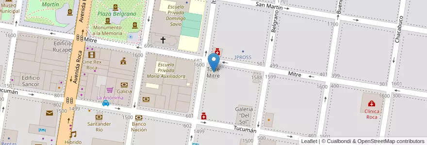 Mapa de ubicacion de Torre Mitre en アルゼンチン, リオネグロ州, General Roca, Departamento General Roca, General Roca.