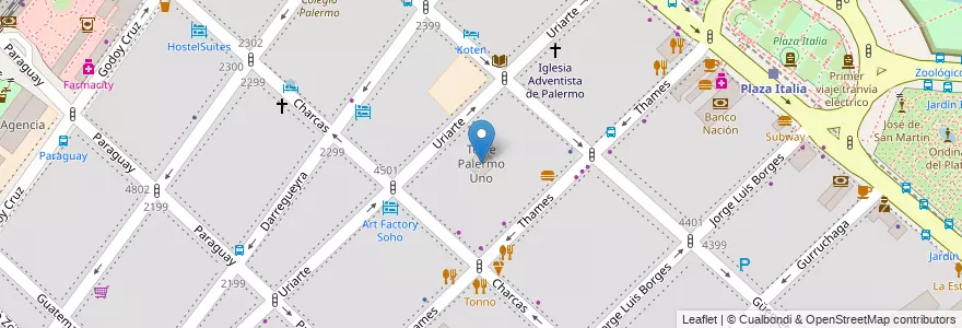 Mapa de ubicacion de Torre Palermo Uno, Palermo en アルゼンチン, Ciudad Autónoma De Buenos Aires, ブエノスアイレス, Comuna 14.