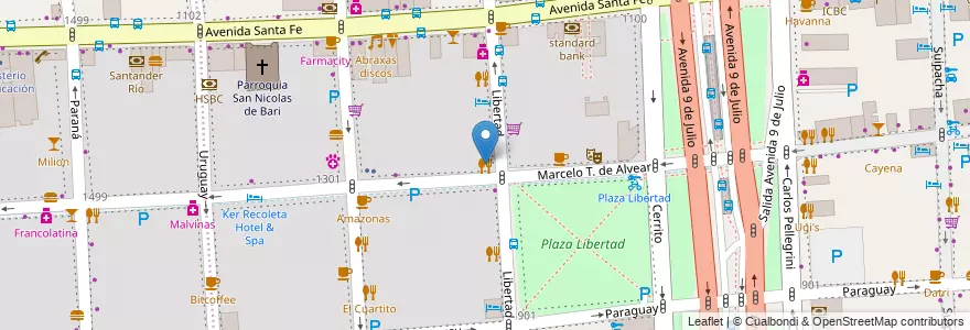 Mapa de ubicacion de Torre Paris, Retiro en آرژانتین, Ciudad Autónoma De Buenos Aires, Comuna 1, Buenos Aires.