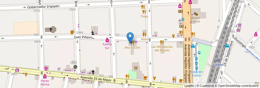 Mapa de ubicacion de Torre Piñeiro en 아르헨티나, 부에노스아이레스주, Partido De Lanús, Lanús Oeste.