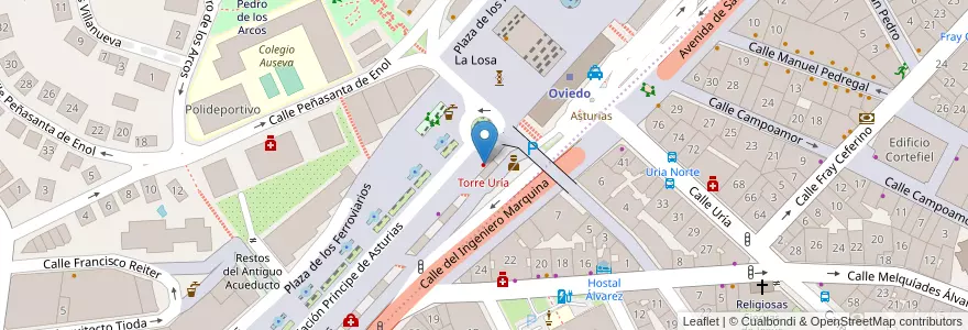 Mapa de ubicacion de Torre Uría en 西班牙, 阿斯圖里亞斯, 阿斯圖里亞斯, Oviedo.