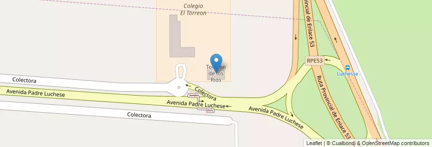 Mapa de ubicacion de Torreon de los Rios en Arjantin, Córdoba, Departamento Colón, Municipio De Villa Allende, Pedanía Río Ceballos.