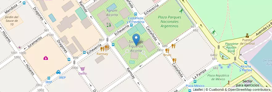 Mapa de ubicacion de Torres de Figueroa Alcorta, Belgrano en Arjantin, Ciudad Autónoma De Buenos Aires, Buenos Aires, Comuna 13.