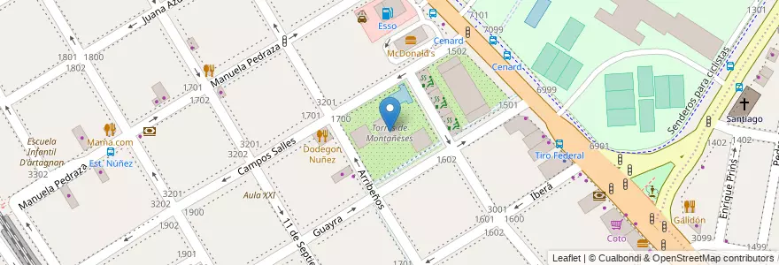 Mapa de ubicacion de Torres de Montañeses, Nuñez en Argentina, Ciudad Autónoma De Buenos Aires, Buenos Aires, Comuna 13.
