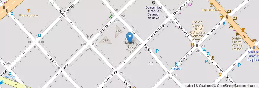 Mapa de ubicacion de Torres Jardin - Los Tilos, Villa Crespo en آرژانتین, Ciudad Autónoma De Buenos Aires, Buenos Aires.