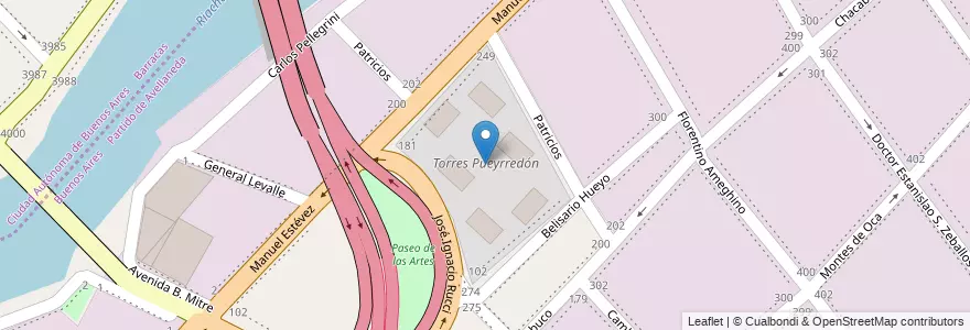 Mapa de ubicacion de Torres Pueyrredón en Argentinië, Buenos Aires, Partido De Avellaneda, Avellaneda.