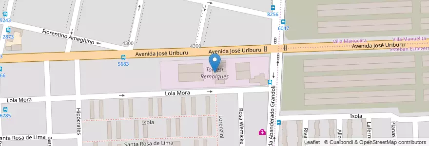 Mapa de ubicacion de Torresi Remolques en الأرجنتين, سانتا في, Departamento Rosario, Municipio De Rosario, روساريو.
