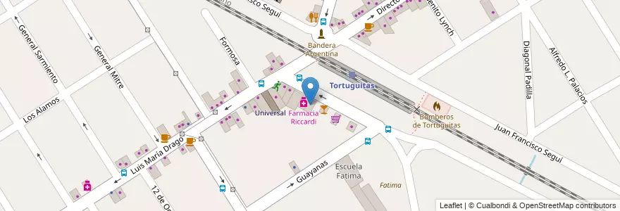 Mapa de ubicacion de Tortuga's en Argentinië, Buenos Aires, Partido De Malvinas Argentinas, Tortuguitas.