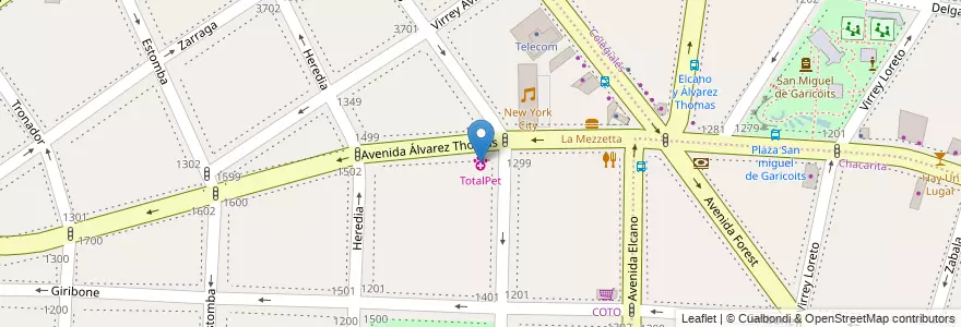 Mapa de ubicacion de TotalPet, Villa Ortuzar en 아르헨티나, Ciudad Autónoma De Buenos Aires, 부에노스아이레스, Comuna 15.