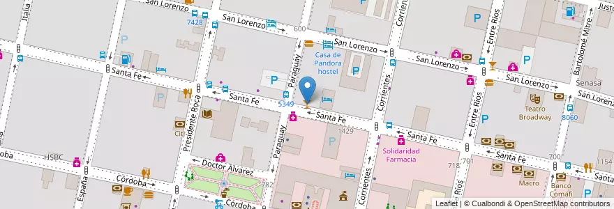 Mapa de ubicacion de Toto en 아르헨티나, Santa Fe, Departamento Rosario, Municipio De Rosario, 로사리오.