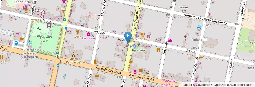 Mapa de ubicacion de Tournier & Giffi en アルゼンチン, サンタフェ州, Departamento Rosario, Municipio De Funes, Funes.