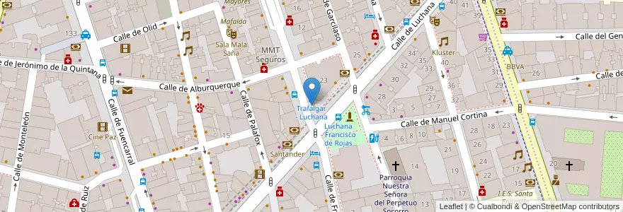Mapa de ubicacion de TRAFALGAR, CALLE, DE,2 en İspanya, Comunidad De Madrid, Comunidad De Madrid, Área Metropolitana De Madrid Y Corredor Del Henares, Madrid.