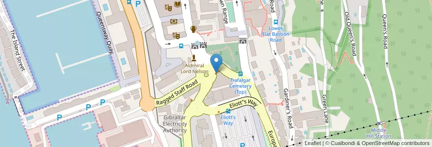 Mapa de ubicacion de Trafalgar Sports bar en Spain, Gibraltar, Gibraltar.