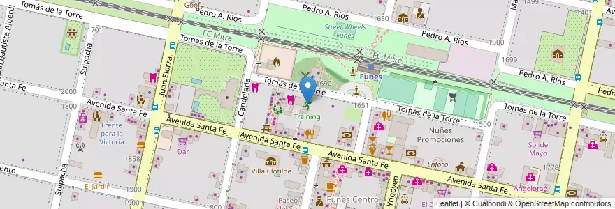 Mapa de ubicacion de Training en آرژانتین, سانتافه, Departamento Rosario, Municipio De Funes, Funes.