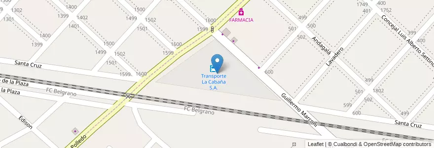Mapa de ubicacion de Transporte La Cabaña S.A. en Arjantin, Buenos Aires, Partido De La Matanza, Isidro Casanova, Rafael Castillo.