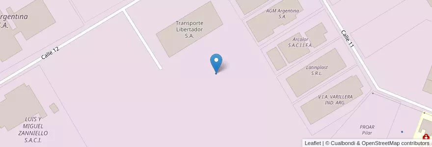 Mapa de ubicacion de Transporte Libertador S.A. en 阿根廷, 布宜诺斯艾利斯省, Partido Del Pilar, Fátima.