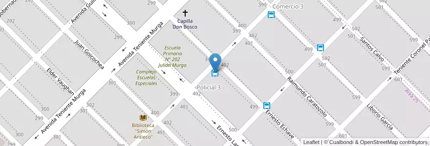 Mapa de ubicacion de Transporte urbano "Bahia" en アルゼンチン, チュブ州, Departamento Rawson, Rawson.