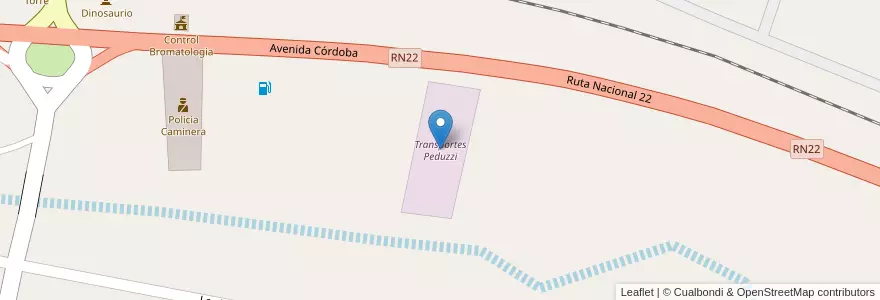 Mapa de ubicacion de Transportes Peduzzi en Argentina, Chile, Neuquén Province, Departamento Confluencia, Municipio De Plaza Huincul.