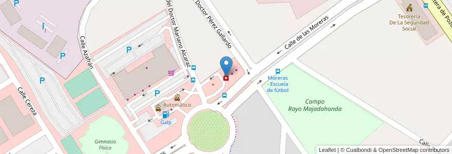 Mapa de ubicacion de Trébol Farmacias en スペイン, マドリード州, Comunidad De Madrid, Área Metropolitana De Madrid Y Corredor Del Henares, Majadahonda.
