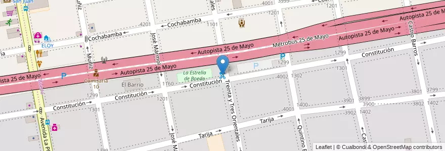 Mapa de ubicacion de Treinta y Tres Orientales, Boedo en 阿根廷, Ciudad Autónoma De Buenos Aires, Comuna 5, 布宜诺斯艾利斯.