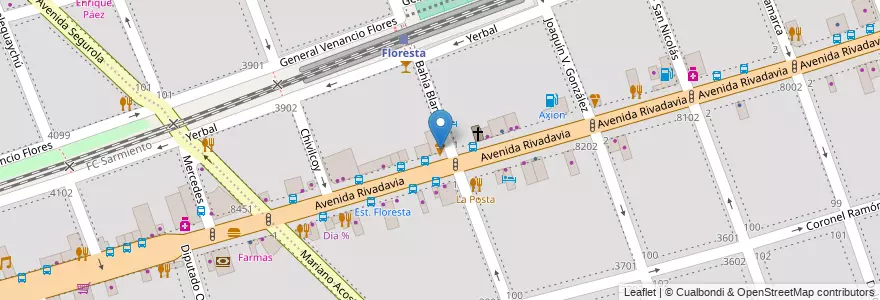 Mapa de ubicacion de Trento Gelateria, Floresta en アルゼンチン, Ciudad Autónoma De Buenos Aires, ブエノスアイレス, Comuna 10.