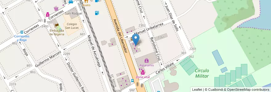 Mapa de ubicacion de Trepat Motorrad en アルゼンチン, ブエノスアイレス州, Partido De Vicente López, Vicente López.