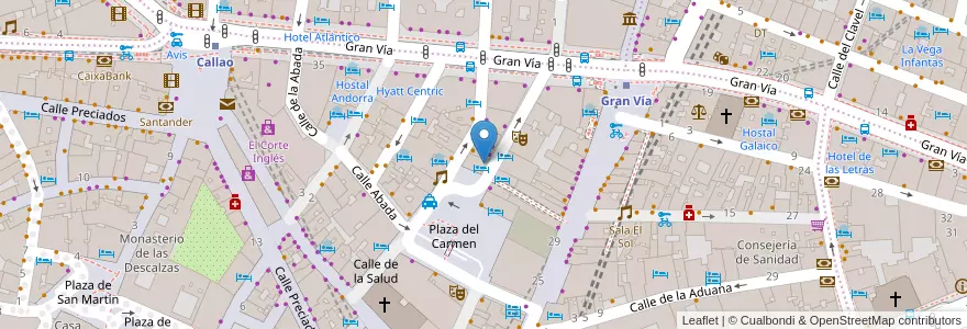 Mapa de ubicacion de Tres Cruces 3 en Spanien, Autonome Gemeinschaft Madrid, Autonome Gemeinschaft Madrid, Área Metropolitana De Madrid Y Corredor Del Henares, Madrid.