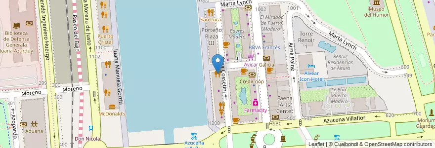 Mapa de ubicacion de Tres Quarts, Puerto Madero en アルゼンチン, Ciudad Autónoma De Buenos Aires, Comuna 1, ブエノスアイレス.