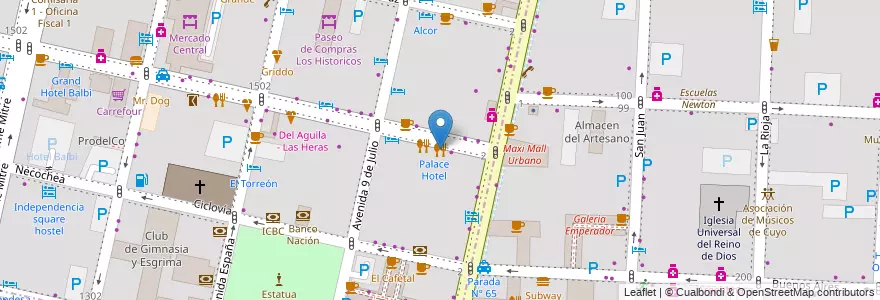 Mapa de ubicacion de Trevi Ristorante en 阿根廷, 智利, Mendoza, Departamento Capital, Ciudad De Mendoza.