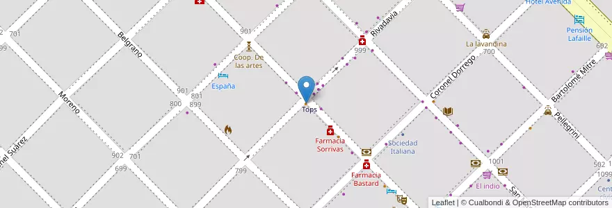 Mapa de ubicacion de Tríada en Arjantin, Buenos Aires, Partido De Coronel Pringles, Coronel Pringles.