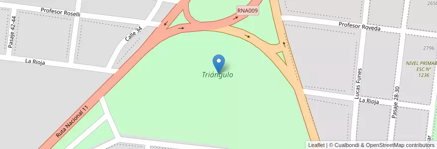Mapa de ubicacion de Triángulo en アルゼンチン, サンタフェ州, Departamento General Obligado, Municipio De Reconquista, Reconquista.