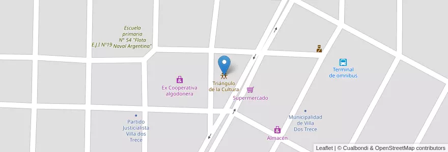 Mapa de ubicacion de Triángulo de la Cultura en アルゼンチン, フォルモサ州, Departamento Pirané, Municipio De Villa Dos Trece, Villa Dos Trece.