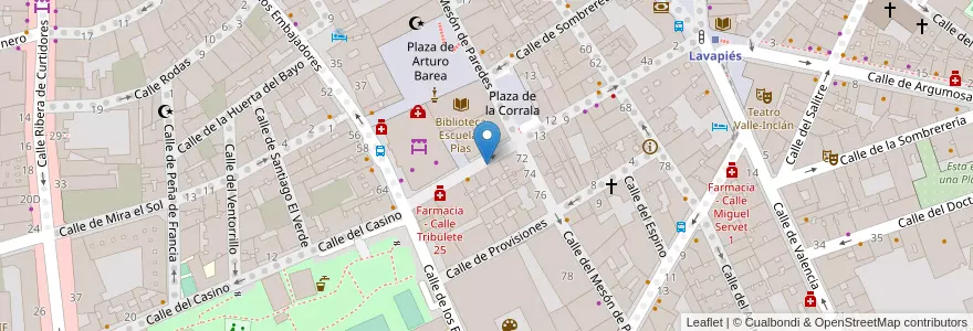 Mapa de ubicacion de TRIBULETE, CALLE, DEL,19 en スペイン, マドリード州, Comunidad De Madrid, Área Metropolitana De Madrid Y Corredor Del Henares, Madrid.